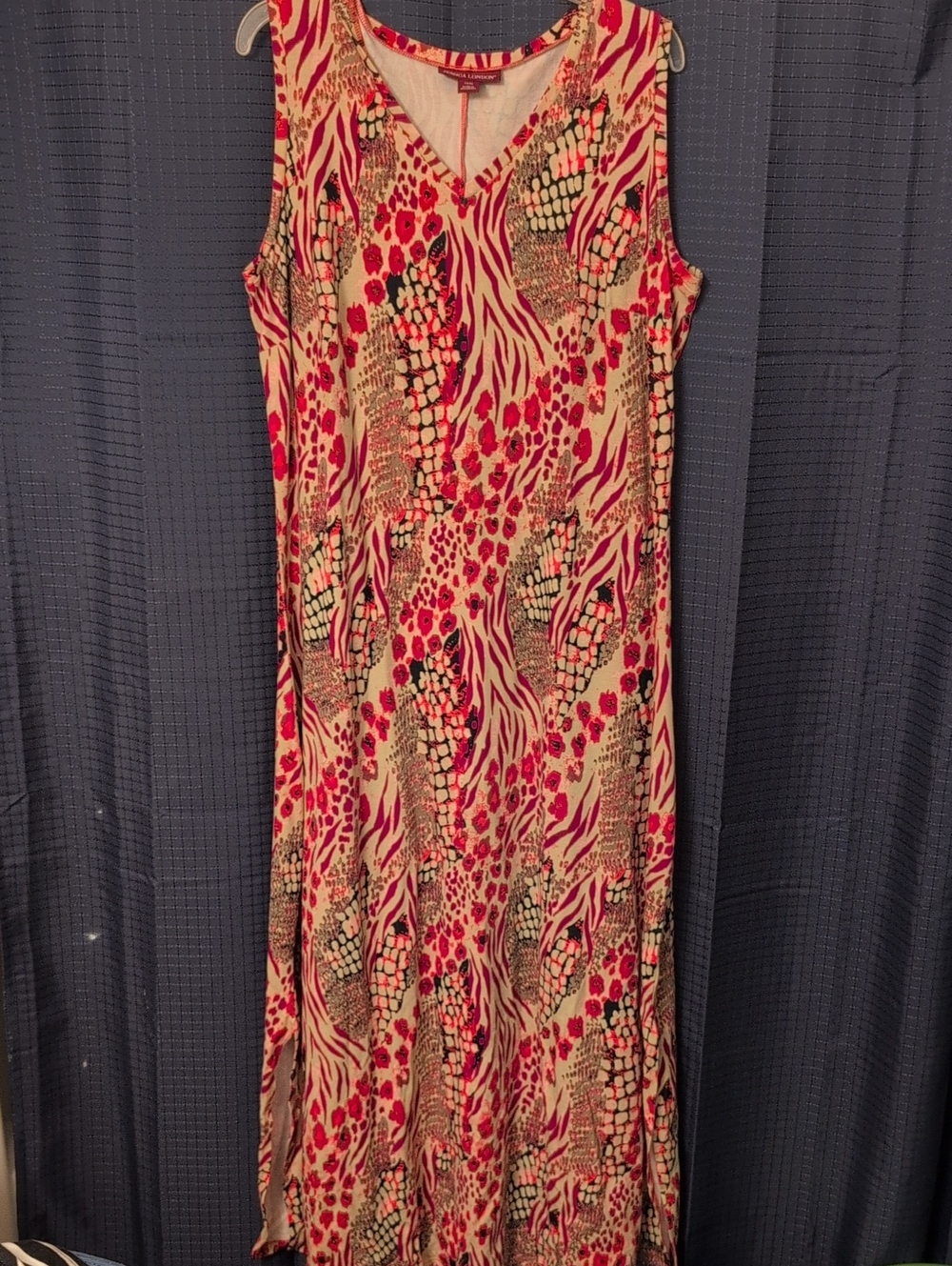 Sleeveless Pink Animal-Print Maxi Dress 14/16  Jessica London